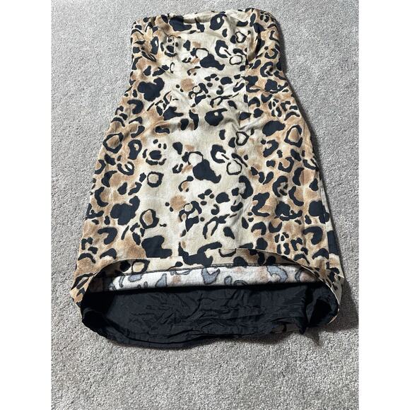 The Limited 90s Y2K Leopard Print Mini Dress 6 Zipper Strapless Sheath Mobwife - Picture 5 of 12